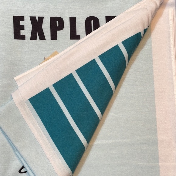 4 yds of unique knit fabric! Sally Ride w/ stripe + leather look Lycra! - Picture 2 of 3